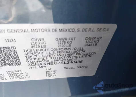 2025 Chevrolet Equinox Fwd Lt from USA, damaged, VIN 3GNAXHEG7SL240406